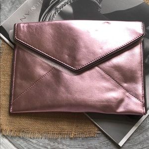Rebecca Minkoff Pink metallic Leo clutch